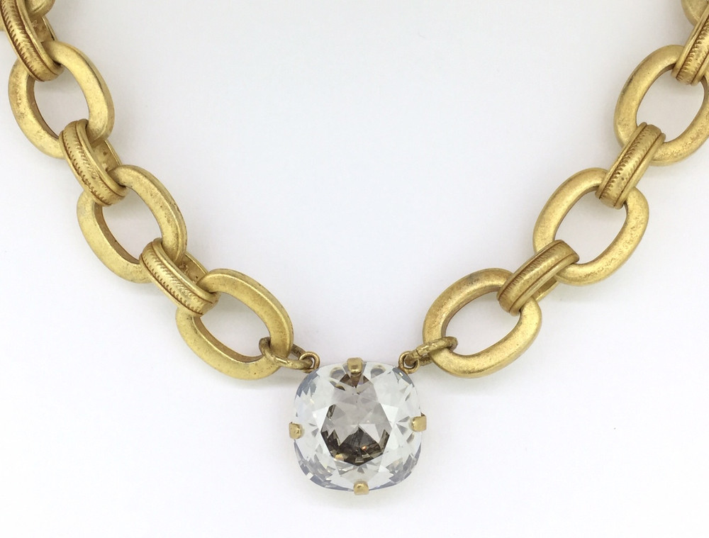 Gold Heavy Chain Shade Swarovski Crystal Necklace