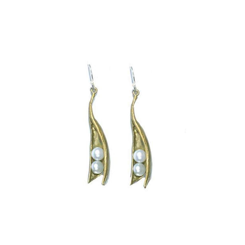 Pea Pod  2- Pearl Drop Fishhook Earrings