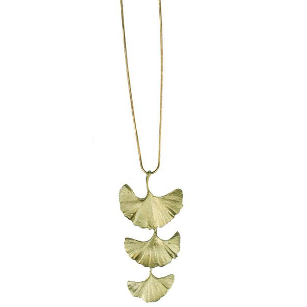 Ginkgo "Bold" 3-Leaf Pendant Necklace