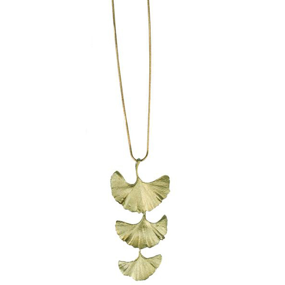Ginkgo "Bold" 3-Leaf Pendant Necklace