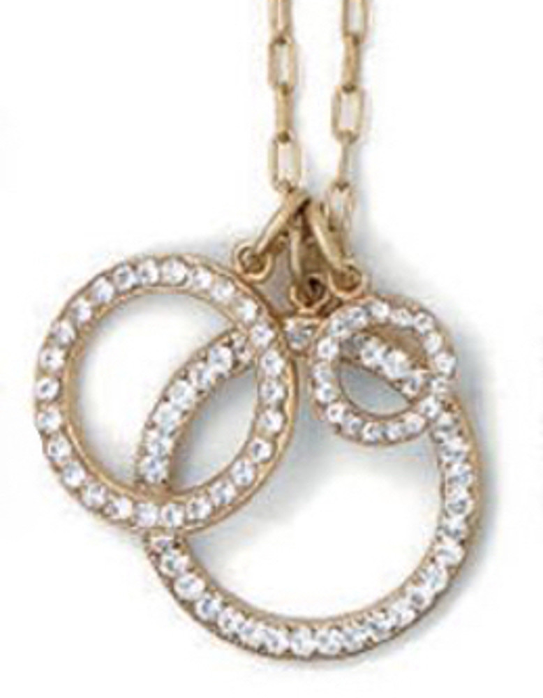 Gold Three-Circle Clear Swarovski Crystal Necklace