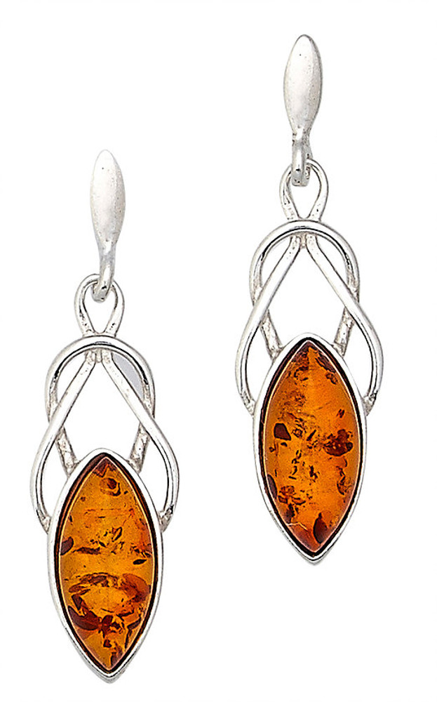 Celtic Earrings with Marquise Cognac Amber