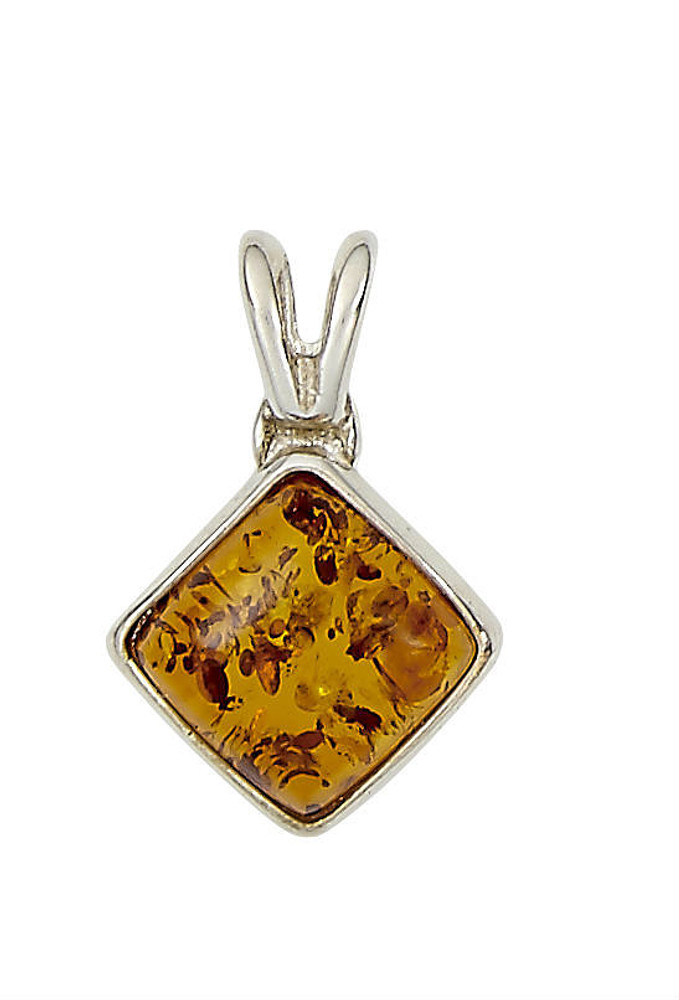 Diamond-Shaped Pendant in Honey Amber