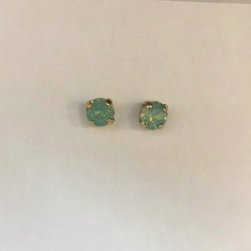 Gold Pacific Opal  Swarovski Crystal Stud Earrings