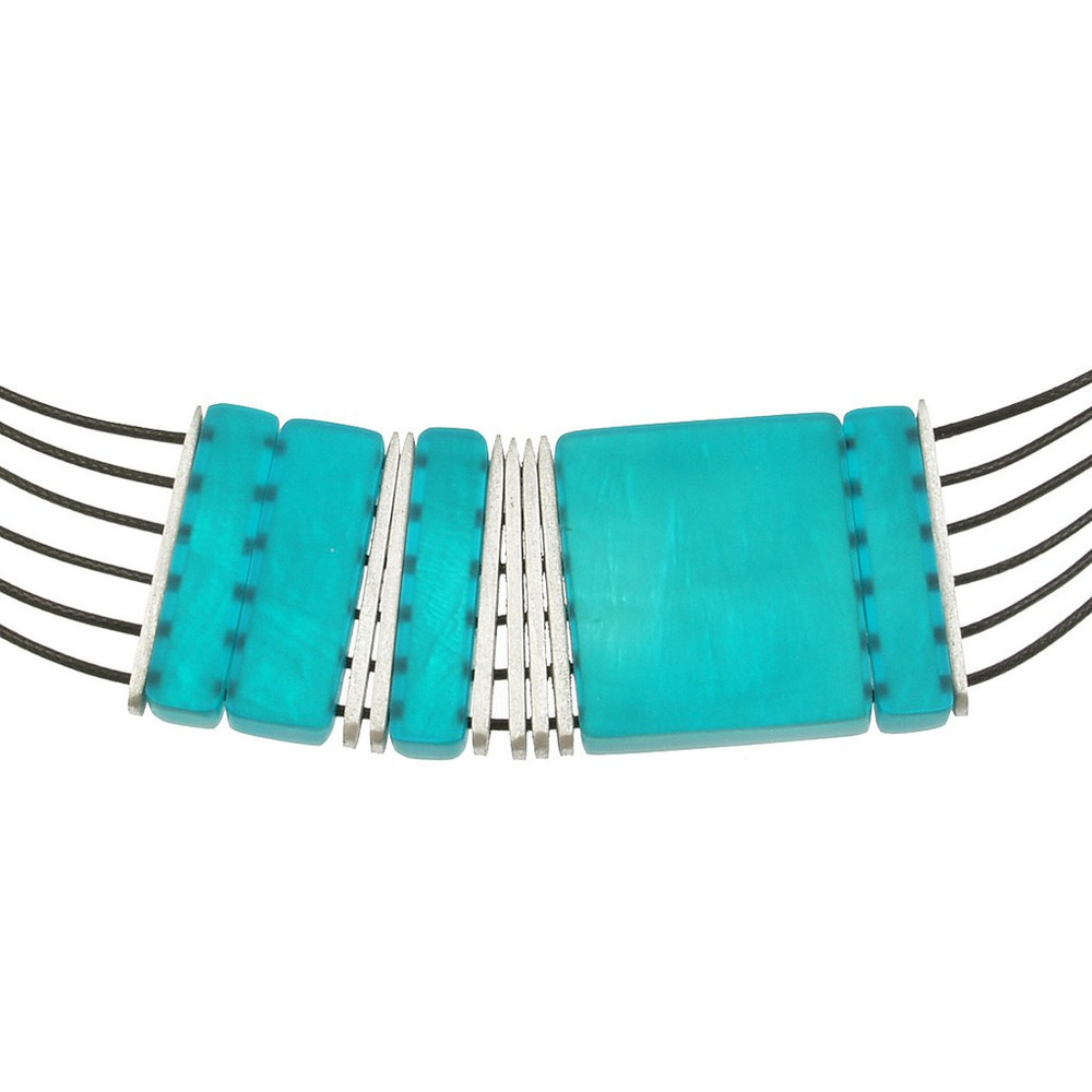 Turquoise Multi-Strand Square Necklace