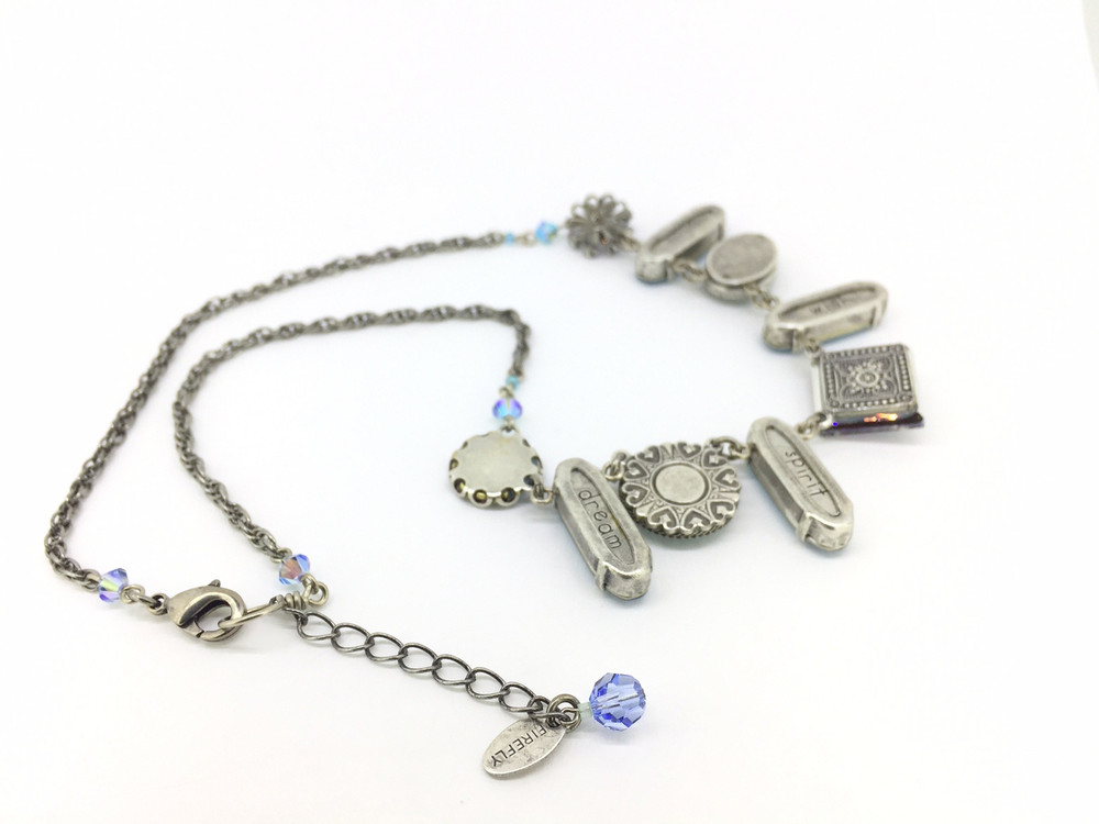 "La Dolce Vita" Oblong Necklace, Light Blue Swarovski Crystals