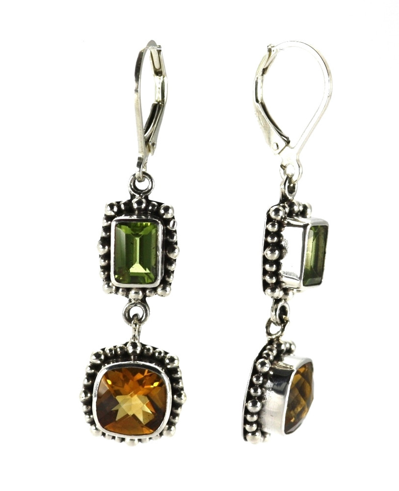 Padma Beaded Citrine & Peridot Earrings