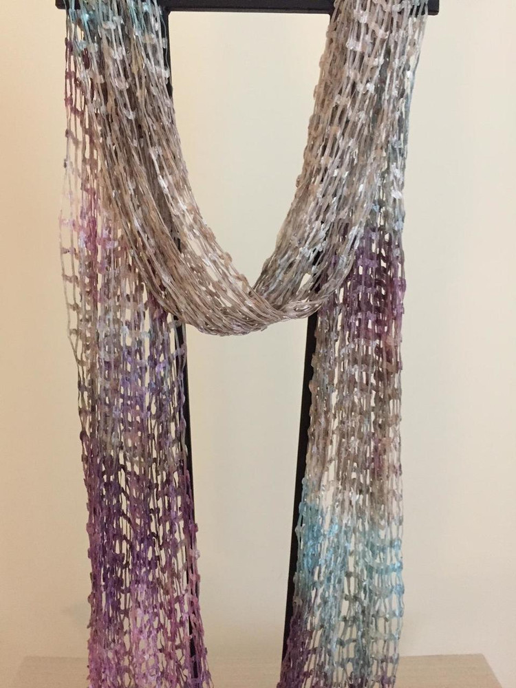 Open Weave Silk Scarf, Mauve Medley