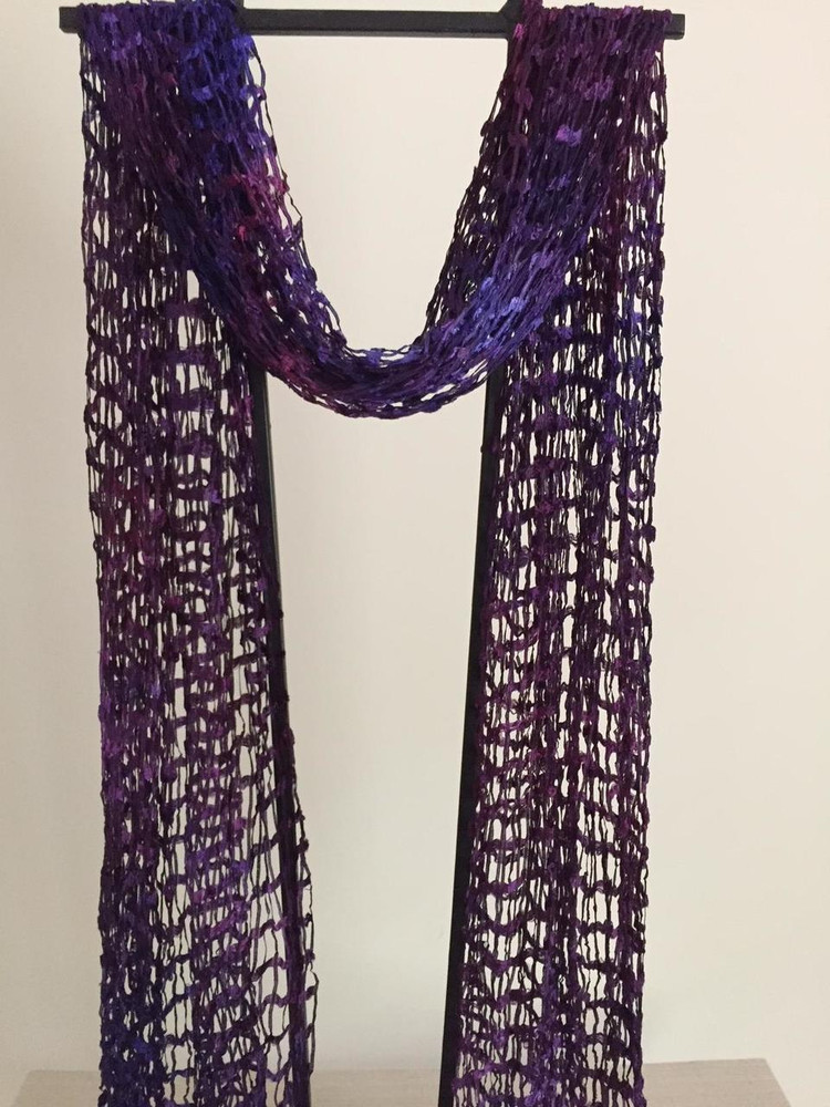 Open Weave Silk Scarf, Mystical Grape