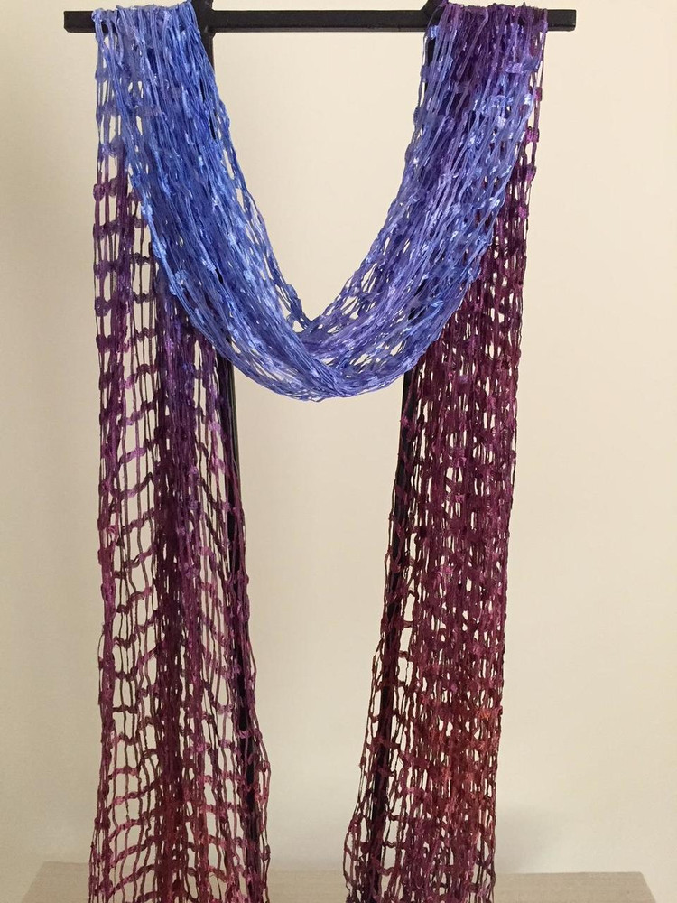 Open Weave Silk Scarf, Siberian Iris