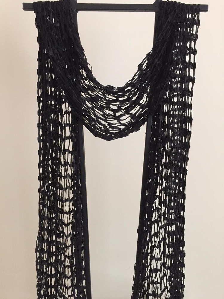 Open Weave Silk Scarf,  Black Beauty