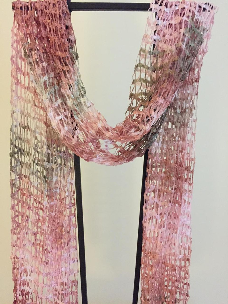 "La Vie en Rose" Open Weave Silk Scarf