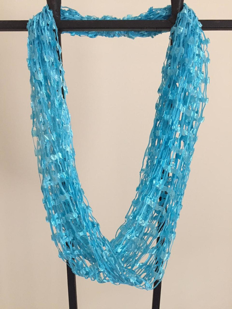 Open Weave Scarf Necklace, Sea Breeze