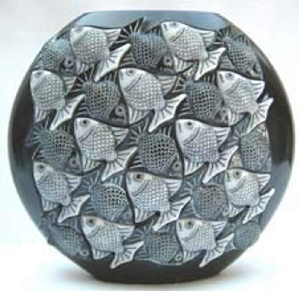 Fish Marble Vase, Ebony, A/C - Symetree Series