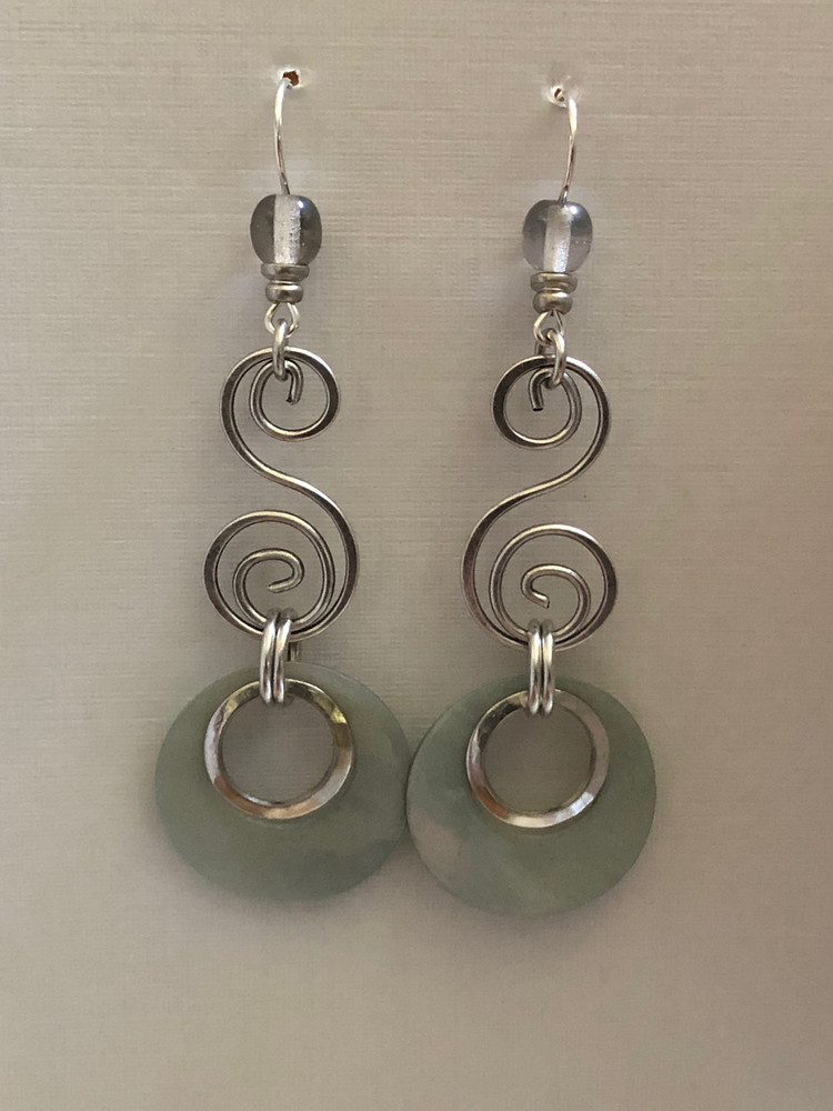 Zeus Bobs -French Hook Earrings, Matte Silver- Light Gray