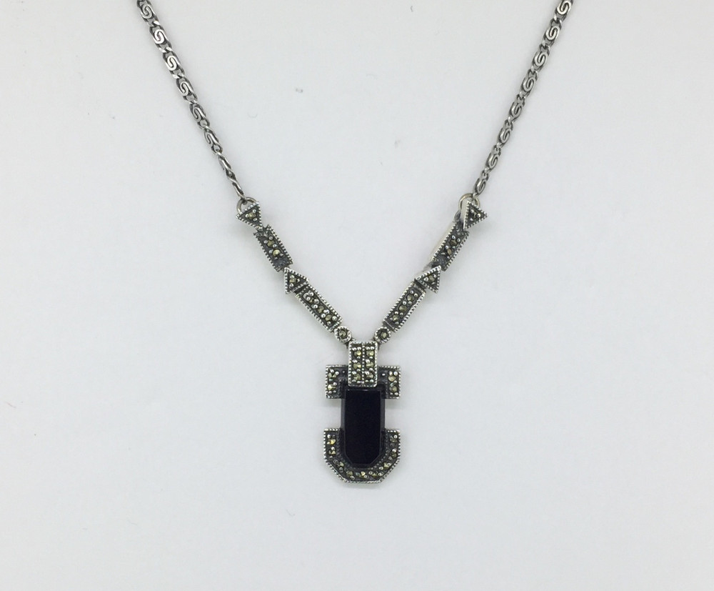 Art Deco Onyx/Marcasite Necklace