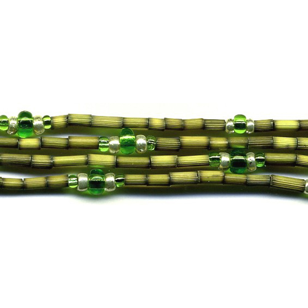 handmade single strand zulugrass african bead jewelry in leafy leakey