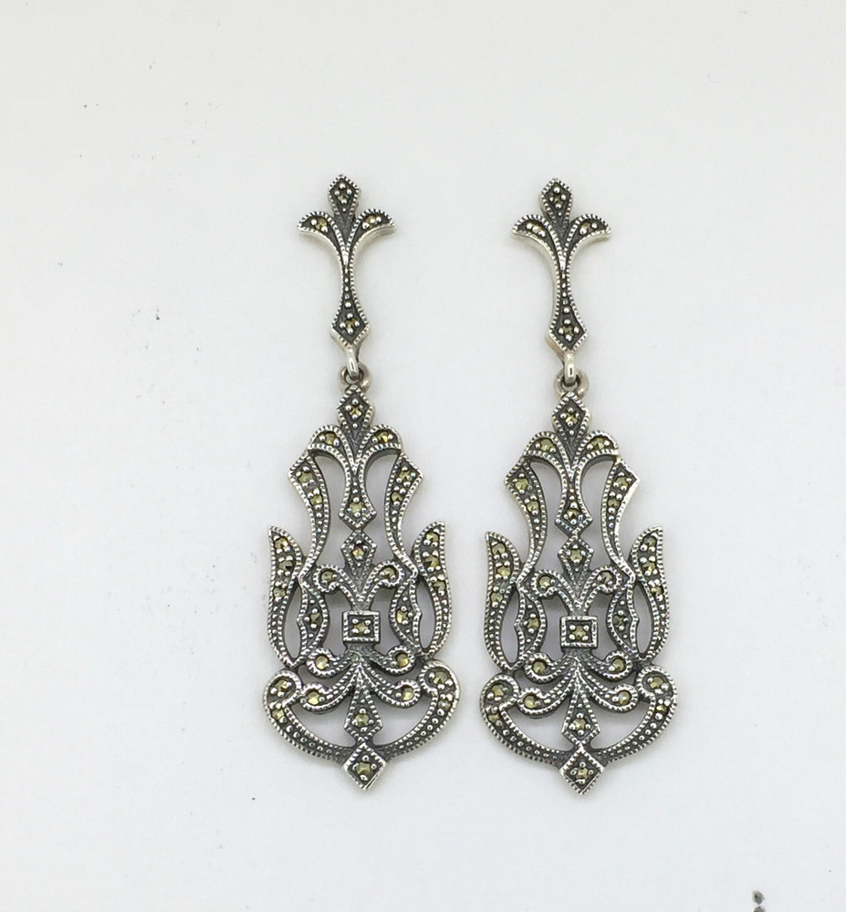 Marcasite w/ Long Dangle Post Earrings