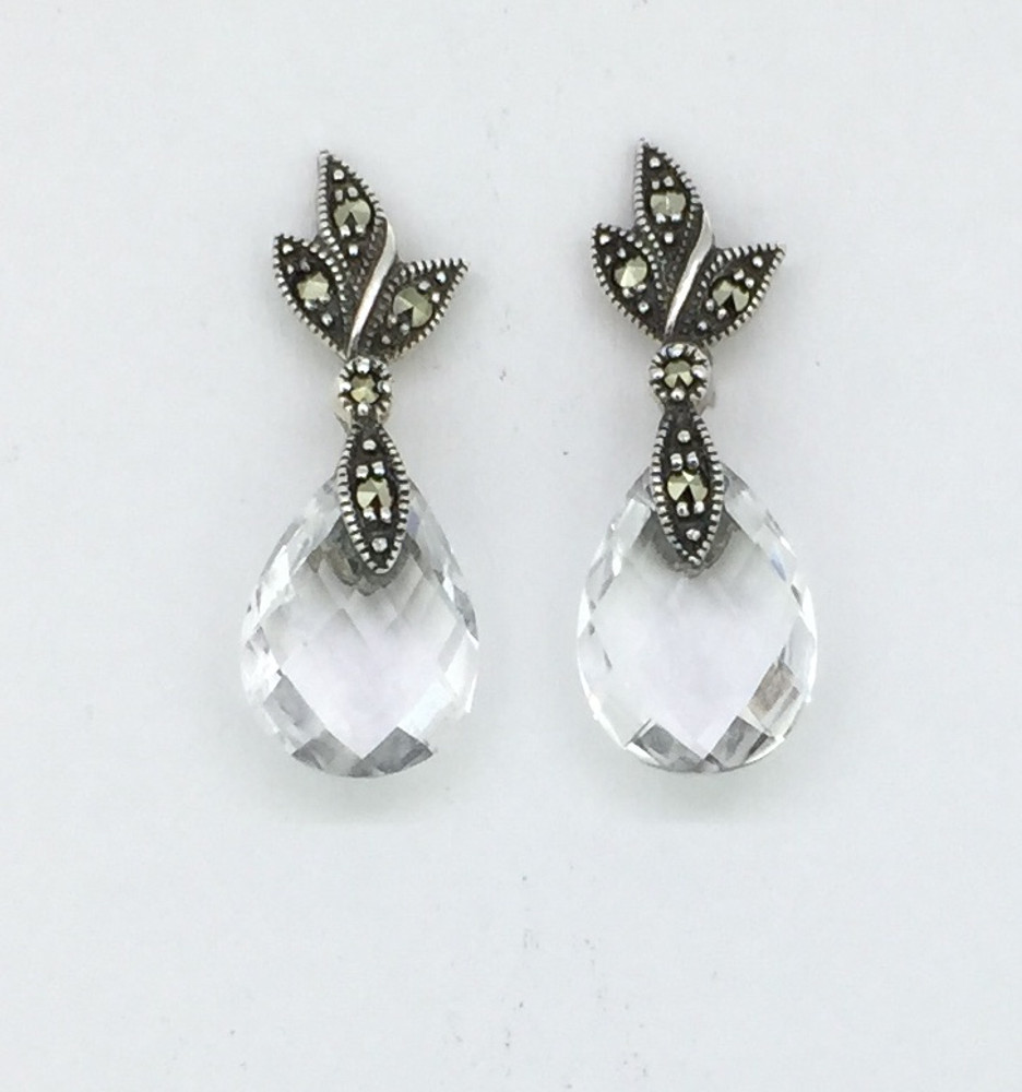 Marcasite w/ Clear Crystal Drop Post Earrings