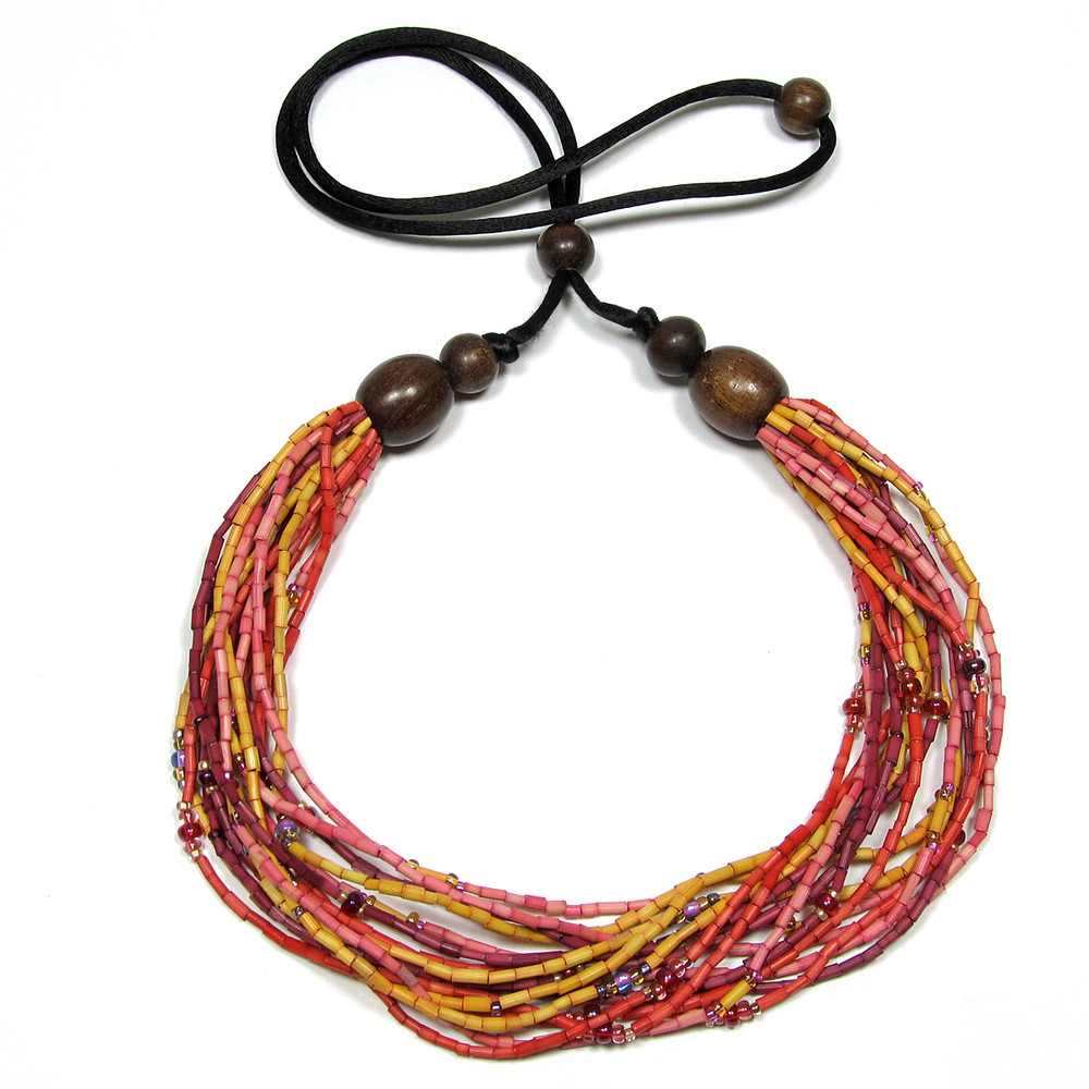 handmade zulugrass african bead necklace in cheka