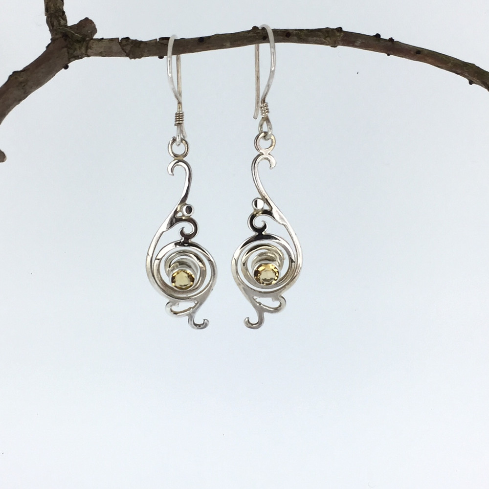 Sterling Silver Swirl Citrine Earrings