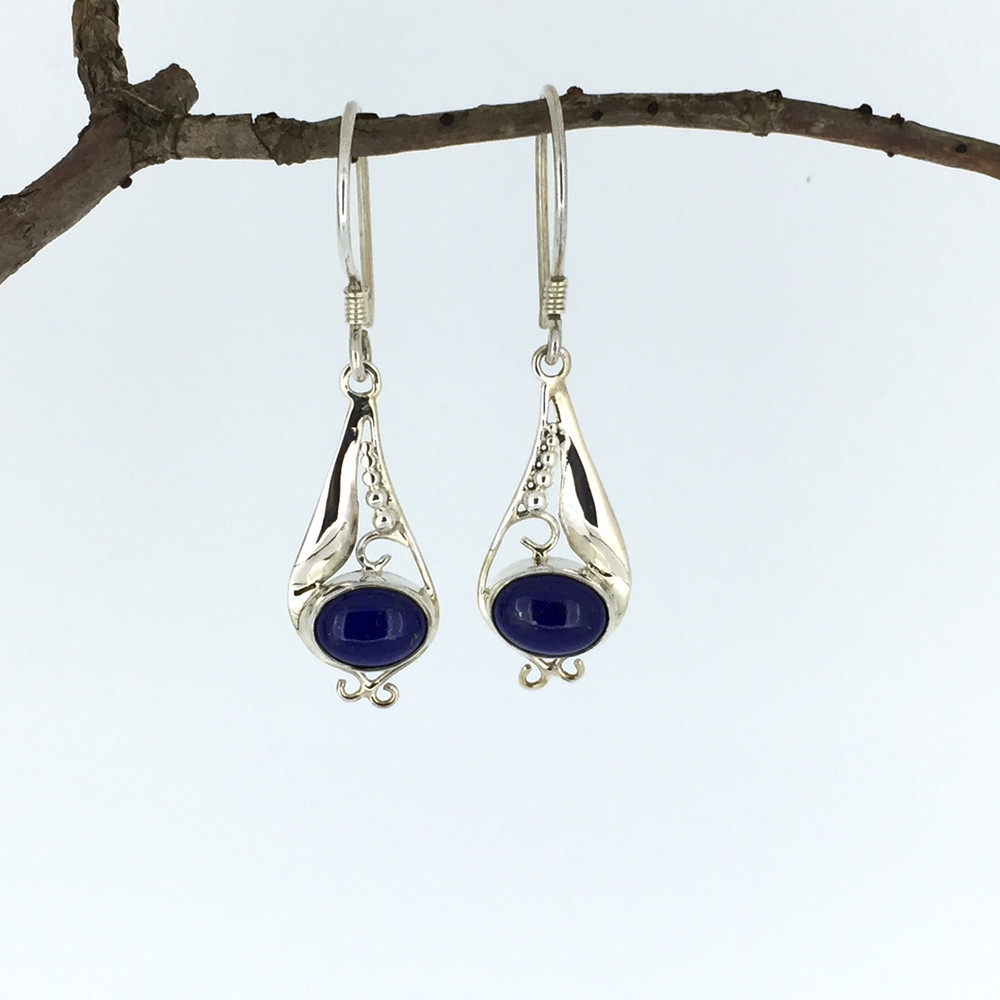 Lapis Teardrop Sterling Silver Earrings