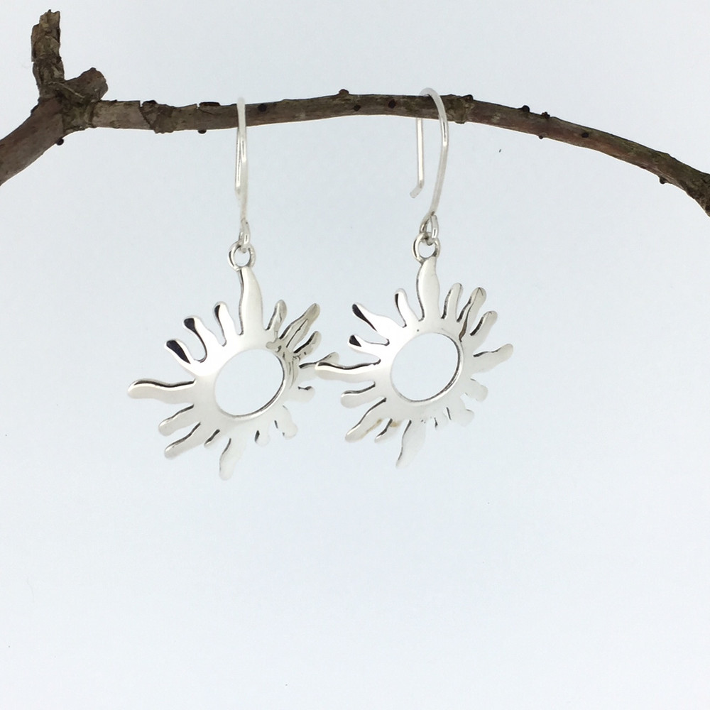 Open Sun Sterling Silver Earrings