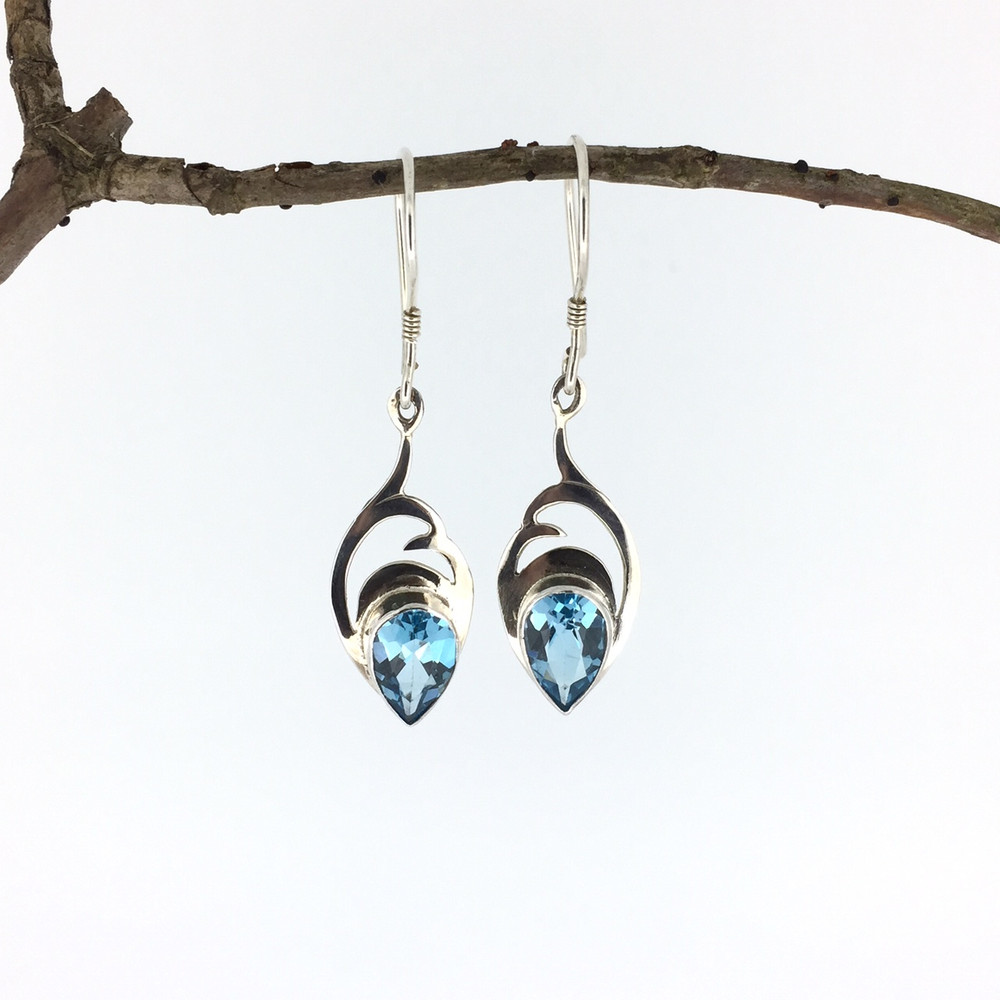 Blue Topaz Sterling Silver Teardrop Earrings