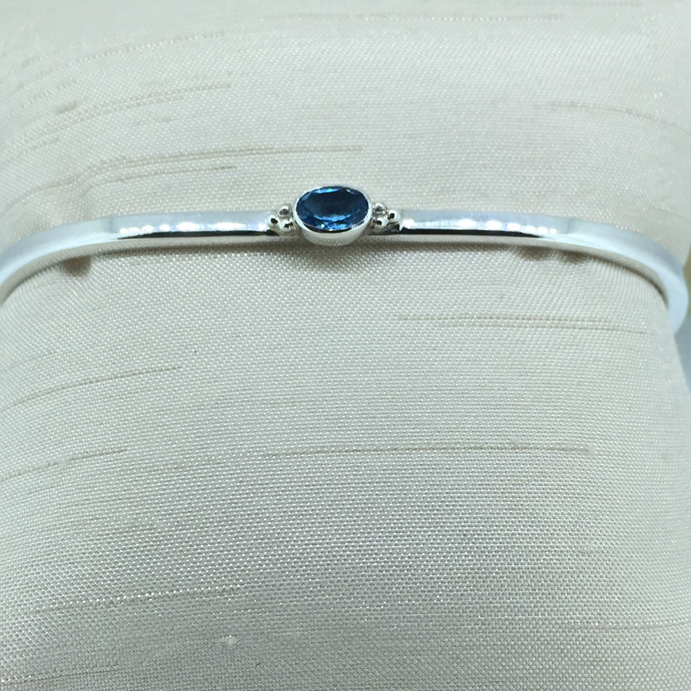 Sterling Silver Blue Topaz Cuff Bracelet