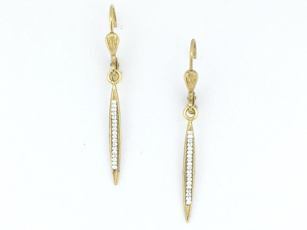 Gold Small Clear Swarovski Crystal Spear Earrings