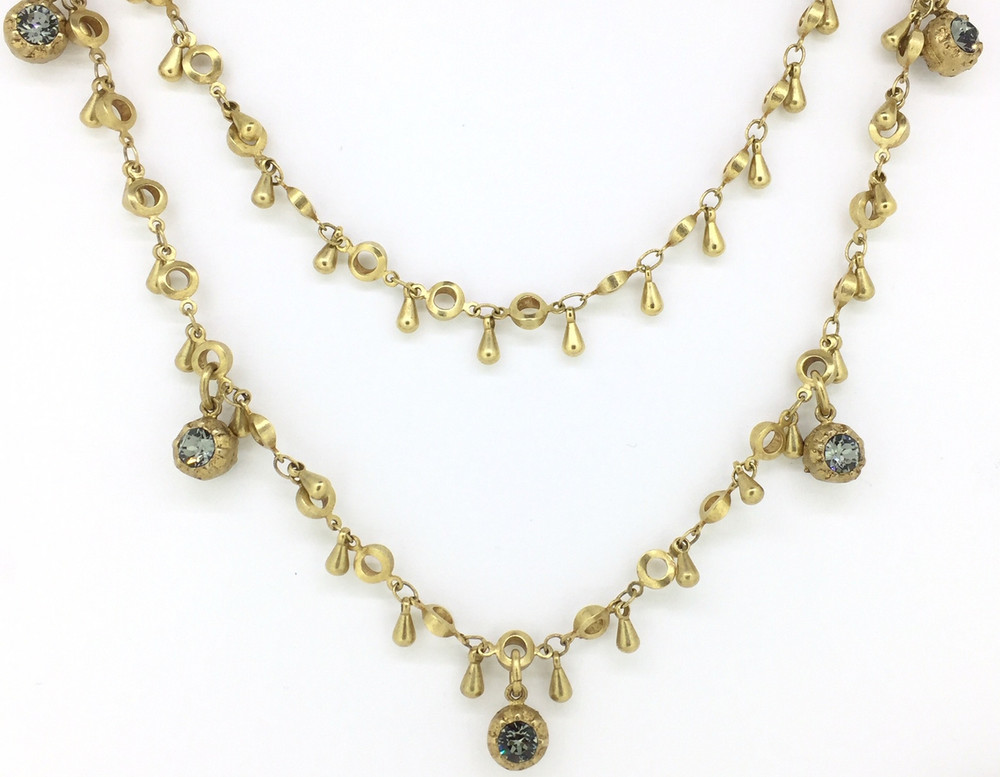 Gold Crystal Drop Necklace