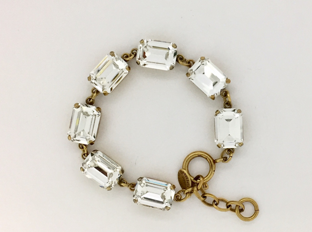 Gold Rectangle Shaped Crystal Bracelet