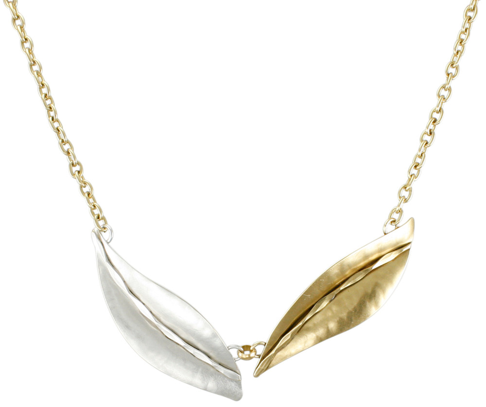 Two-Tone Double Leaves Necklace