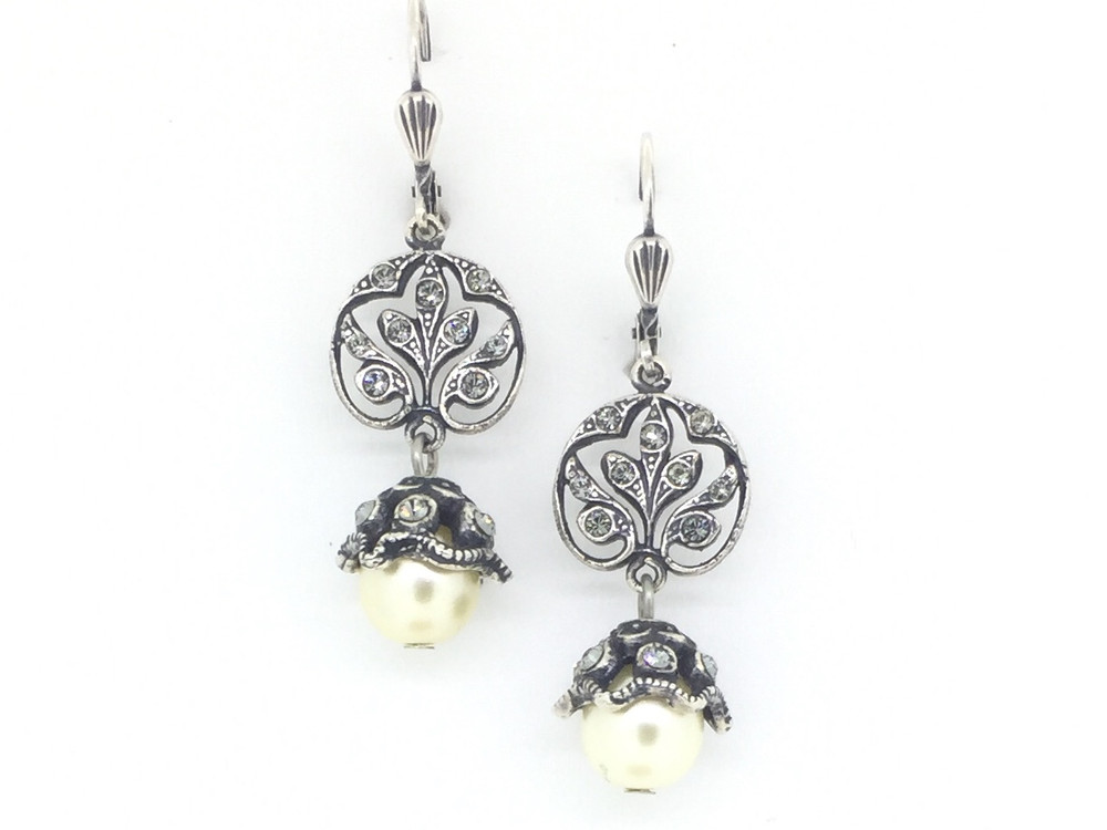 Silver Capped Pearl Drop Earrings