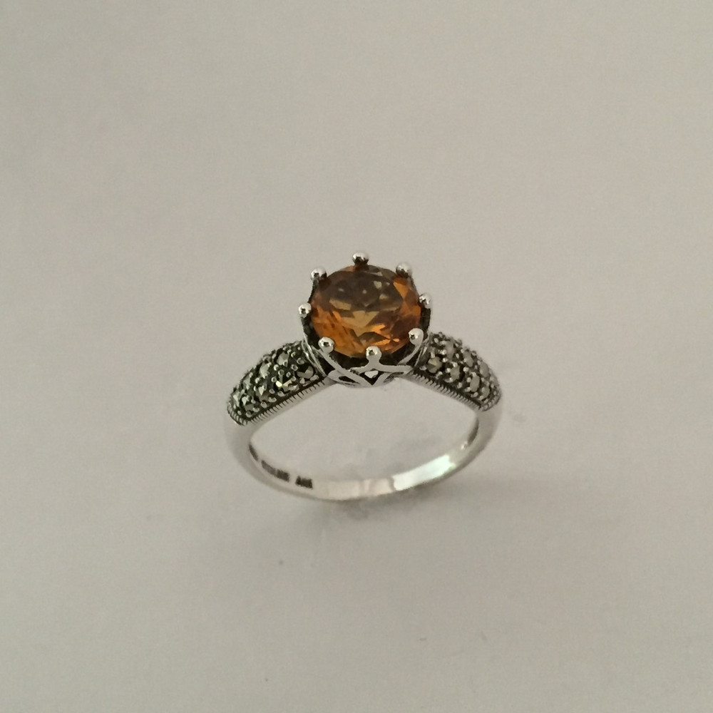 Marcasite with Round Faceted Citrine Stone