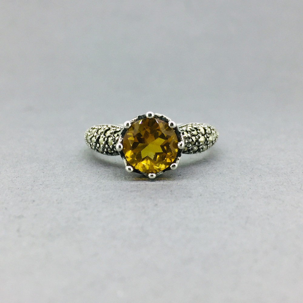 Marcasite with Round Faceted Citrine Stone