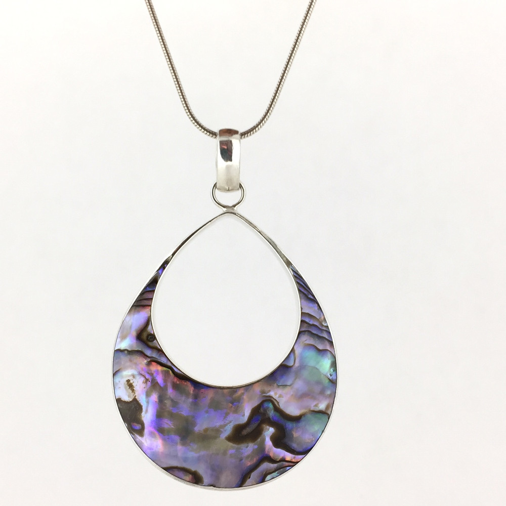 Large Open Teardrop Abalone w/ 18" Snake Chain