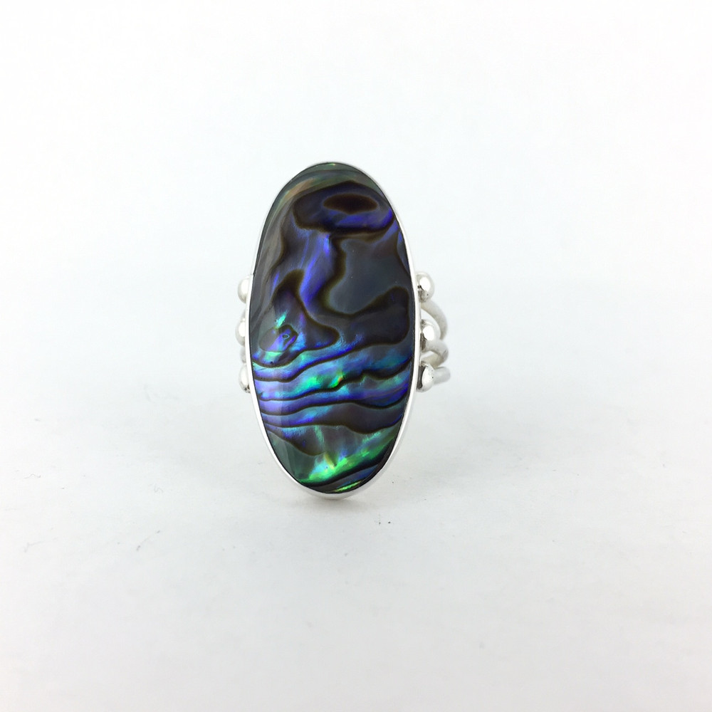 Sterling Silver Abalone Oblong Ring