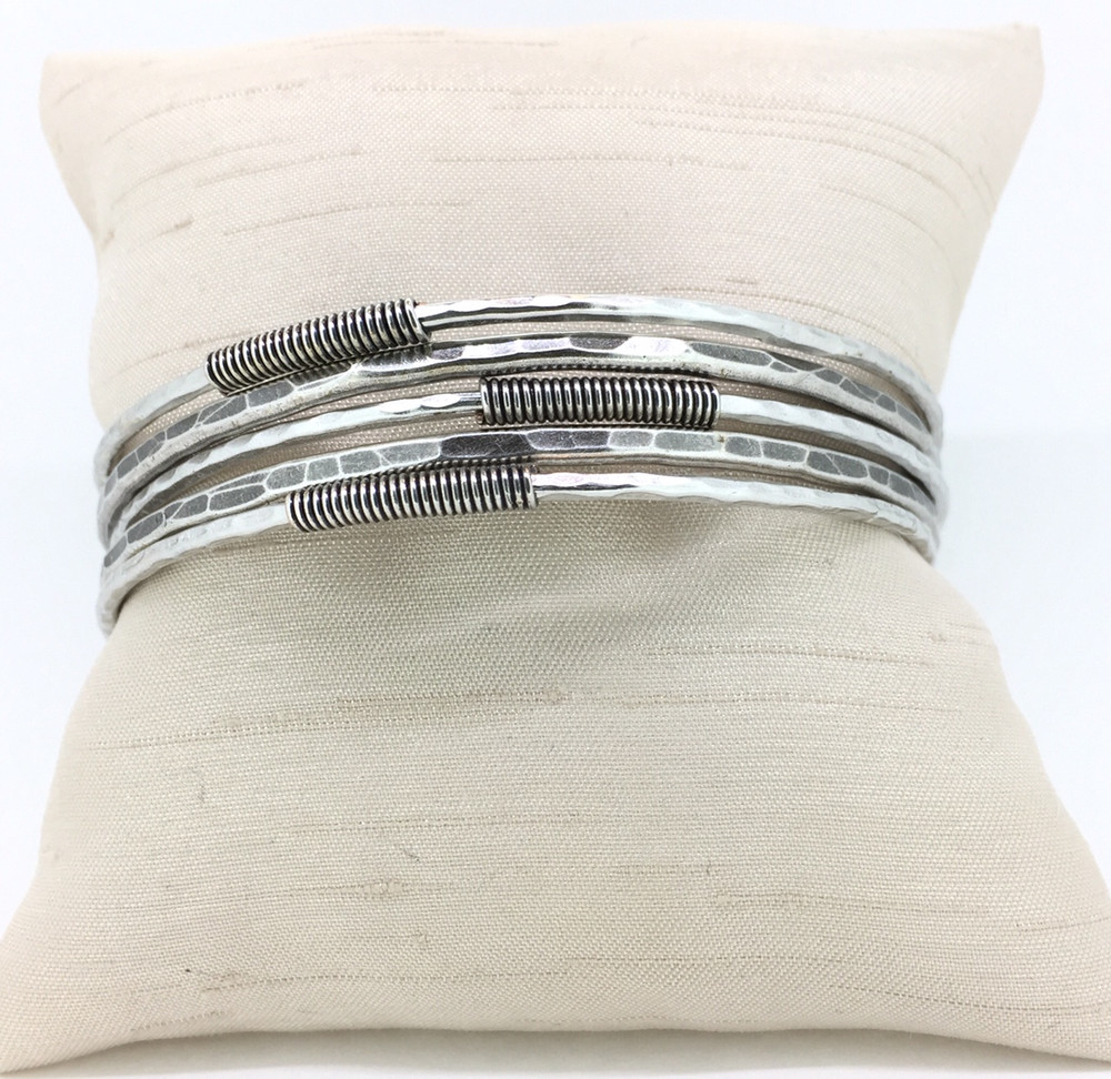 Antique Silver 5-Strand Bangle Set Bracelet