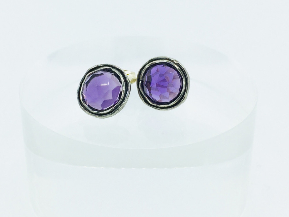 Amethyst Round Stud Earrings