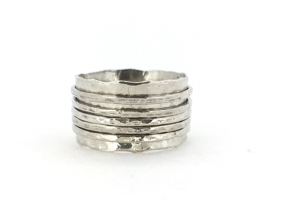Wide Four Spinner Sterling Silver Ring