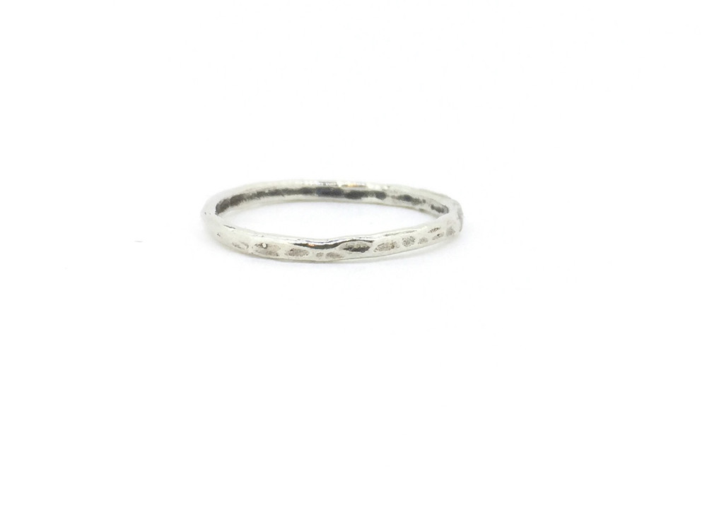 Thin Hammered Sterling Silver Band Ring