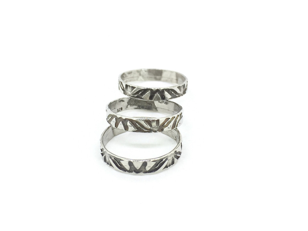 Three-Band Textured Stackable Ring