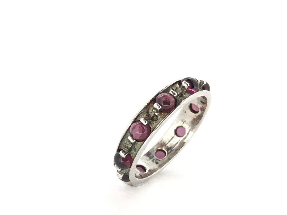 Sterling Silver Multi Garnet Band Ring