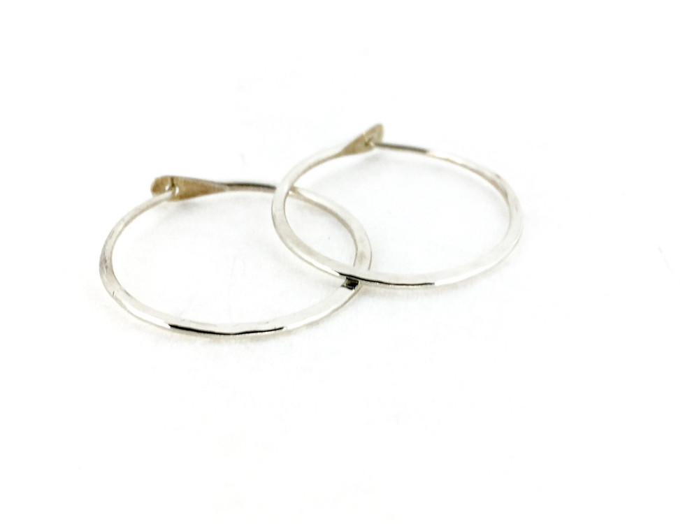 Sterling Silver 17mm Small Hammered Hoop Earrings