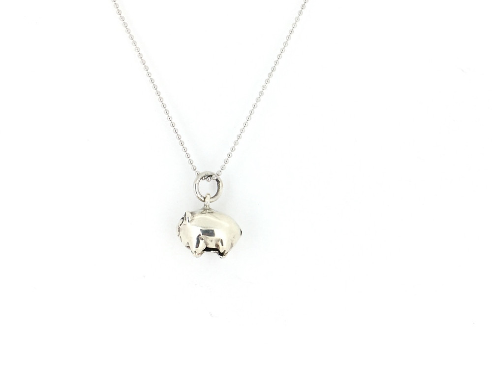 Sterling Silver Pig Pendant w/Chain