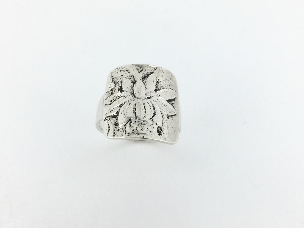 Sterling Silver Lotus Flower Etched Ring