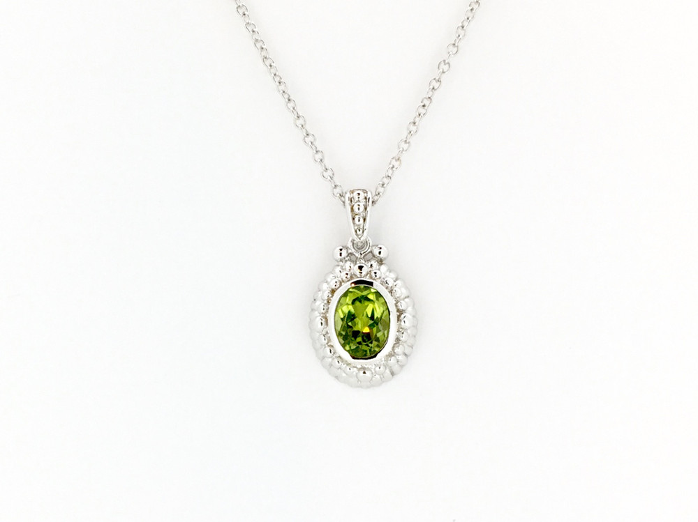 Sterling Silver Peridot Oval Necklace