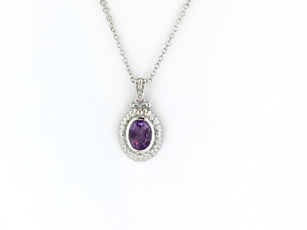Sterling Silver/Amethyst Oval Necklace
