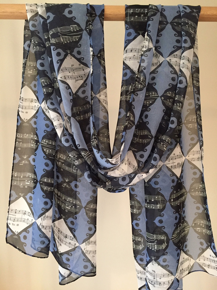 Musical Wallpaper Scarf in Blue Yonder